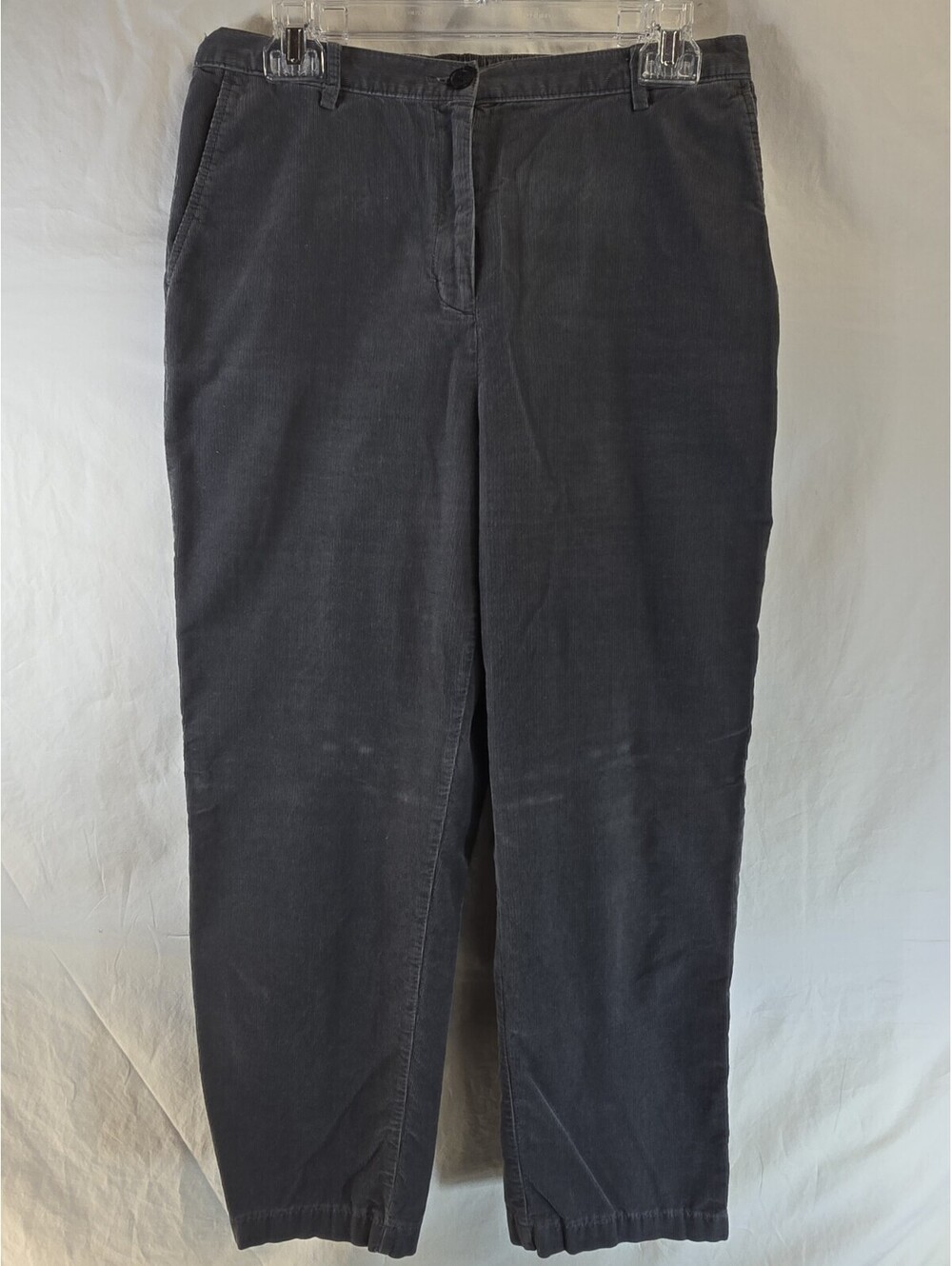 Lands' End Gray Corduroy Straight Leg High Rise Pants Womens Size 10